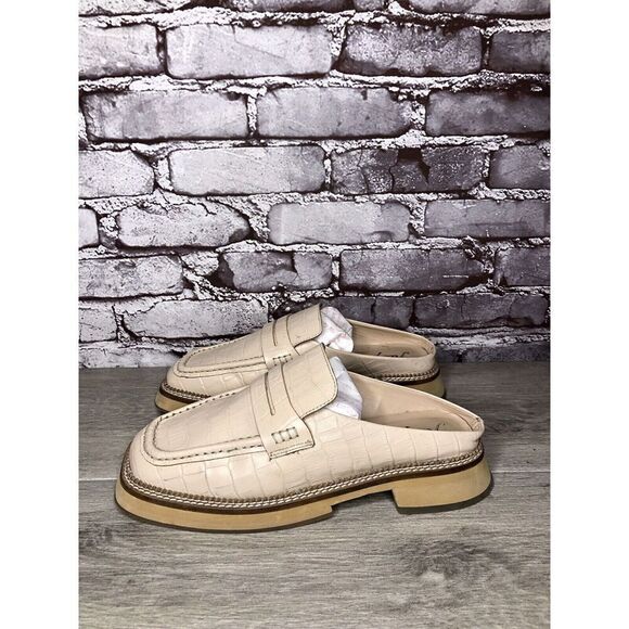 Free People Blush Pink Leather Platform Penny Loafer Mules Women Sz 39EU/8.5M US - Picture 14 of 16